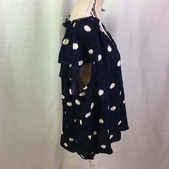 A New Day Polka Dot Flutter Sleeve Blouse Navy S - Picture 5 of 13